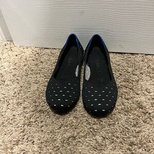 ROTHY'S The Flat Ivory Polka Dot Print Fabric Ballet Flats 5.5 Women Shoes